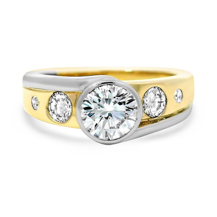 Estate 14k Yellow Gold and White Gold 5-Stone Engagement Ring