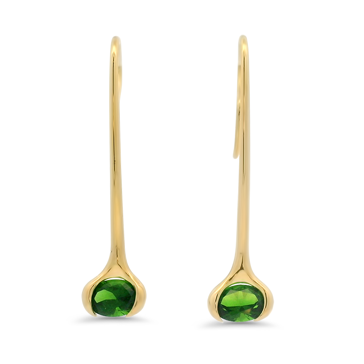 PAGE Estate Earring Estate 14k Yellow Gold Chrome Diopside Claw Drop Earrings
