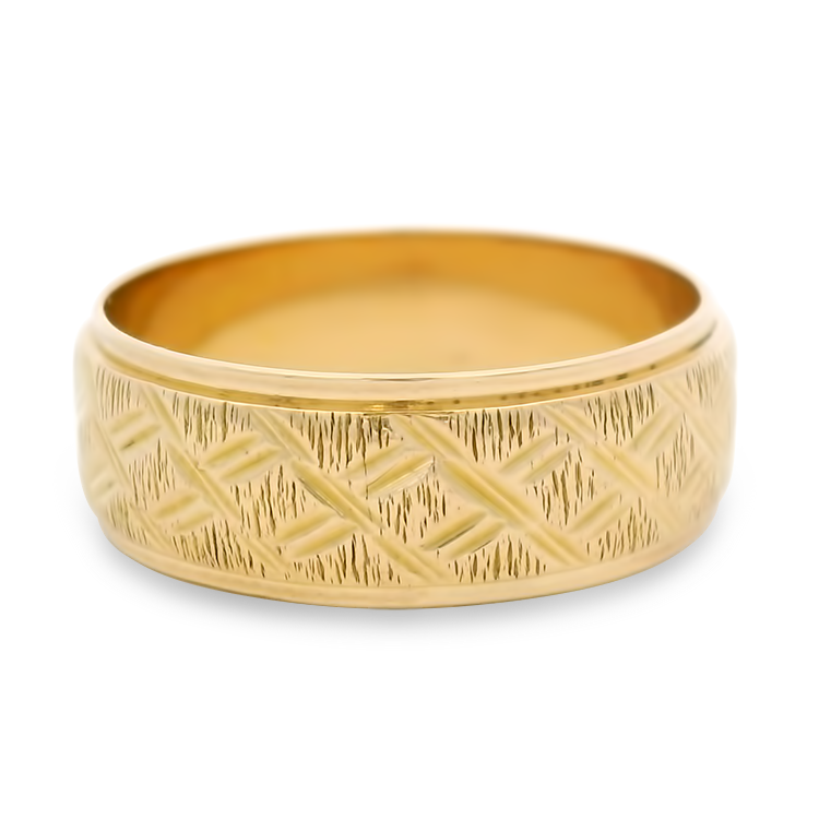 PAGE Estate Wedding Band Estate 14k Yellow Gold Crosshatch Style Band