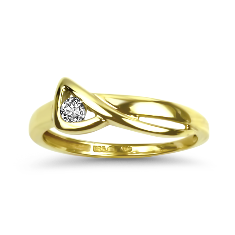 PAGE Estate Engagement Ring Estate 14K Yellow Gold Crossover Diamond Ring 6.5