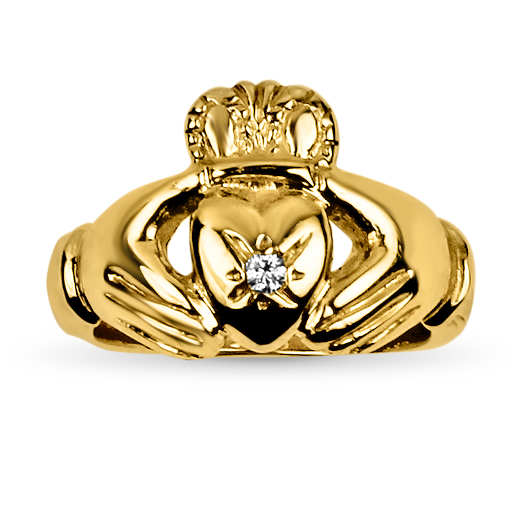 14k diamond claddagh ring Clearance