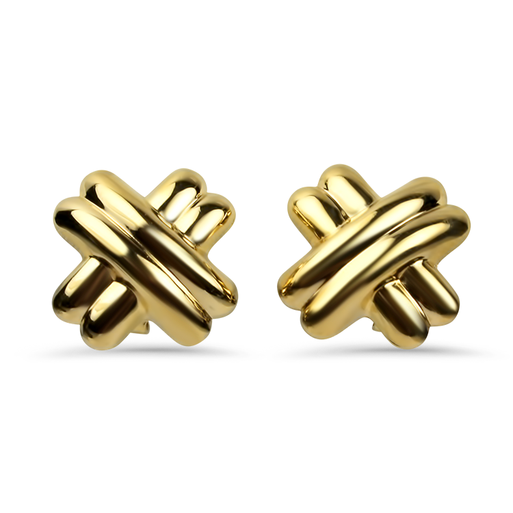 Estate 14k Yellow Gold Double "X" Stud Earrings