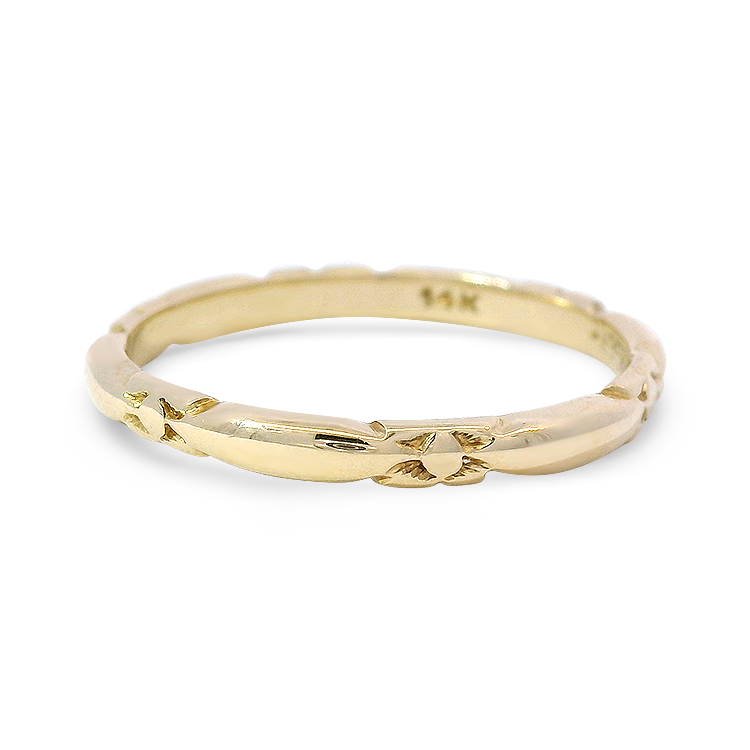 PAGE Estate Wedding Band Estate 14k Yellow Gold Engraved Band 8