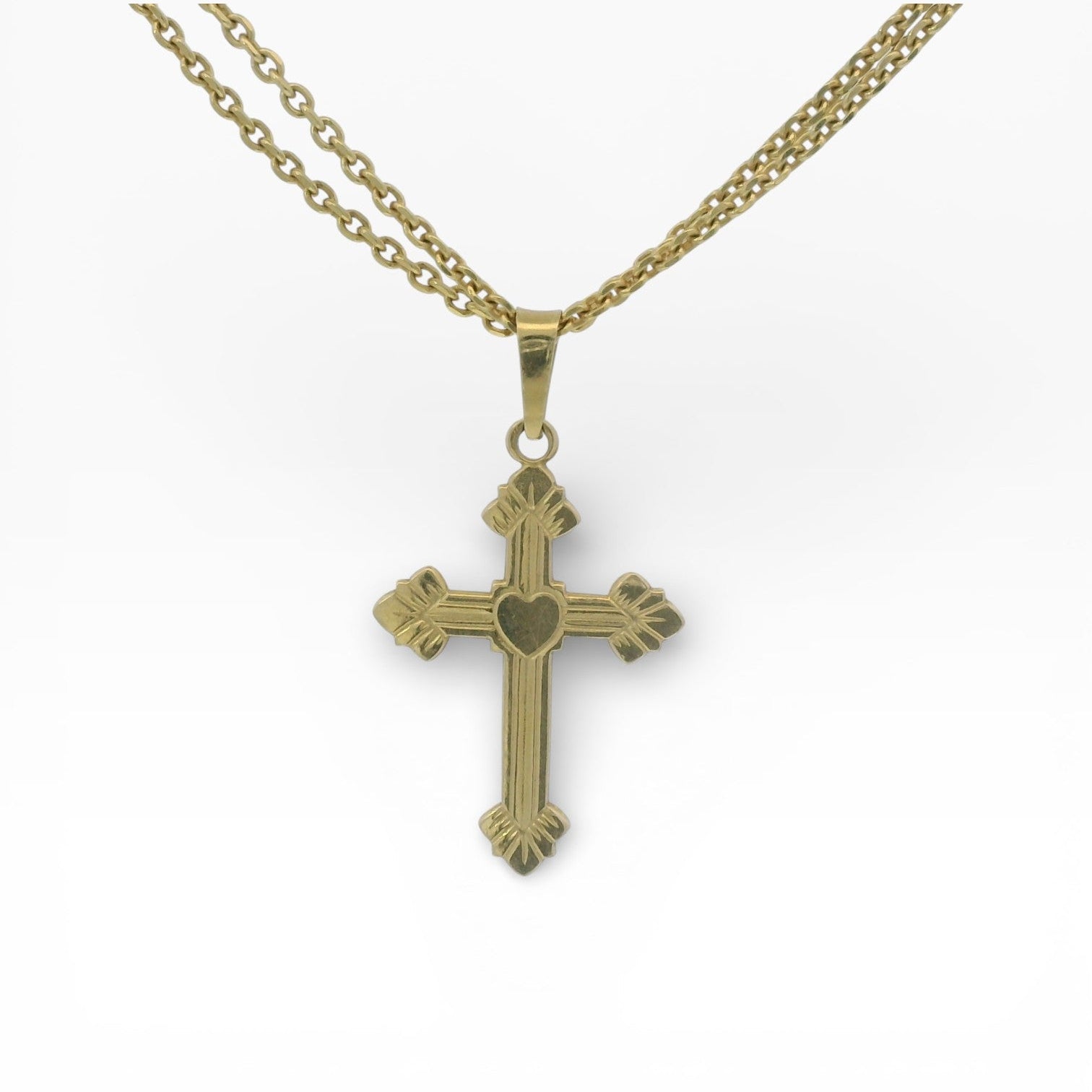Estate 14K Yellow Gold Engraved Cross Pendant – Springer's