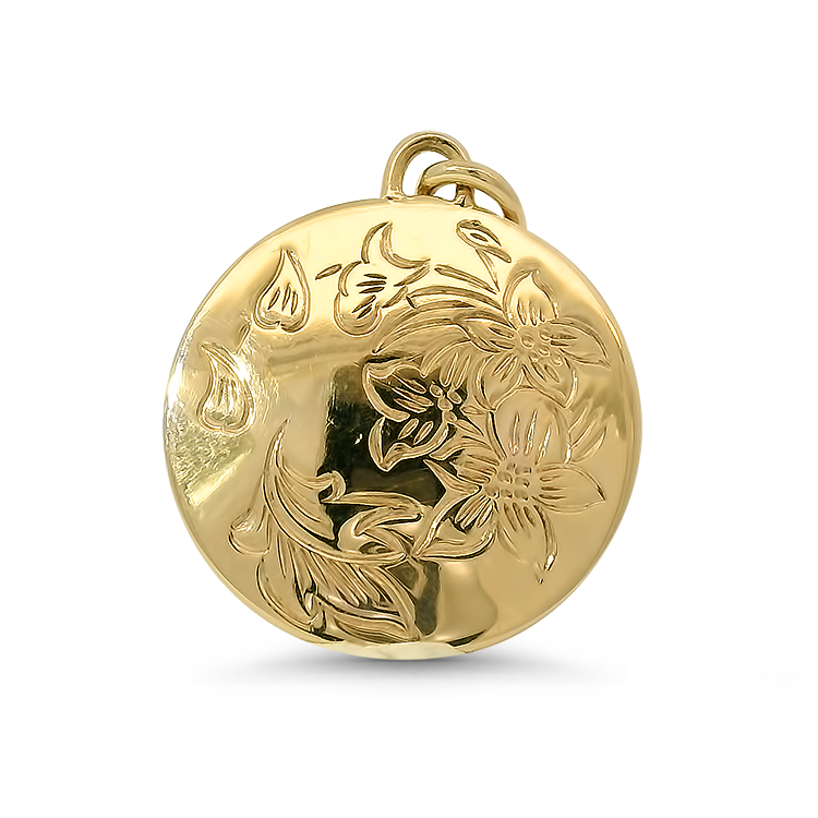 PAGE Estate Necklaces and Pendants Estate 14k Yellow Gold Floral Disc Pendant