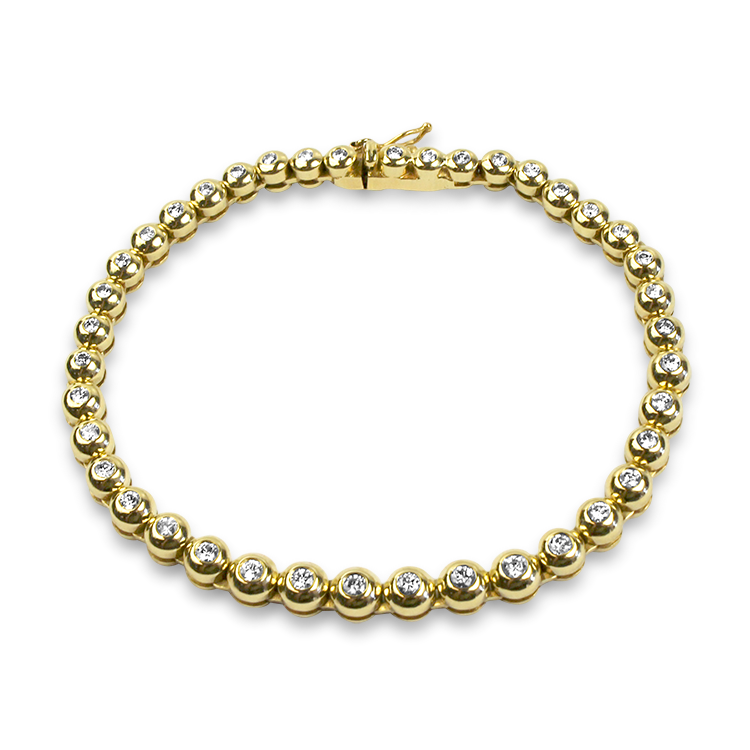 PAGE Estate Bracelet Estate 14k Yellow Gold Graduated Bezel Diamond Bracelet