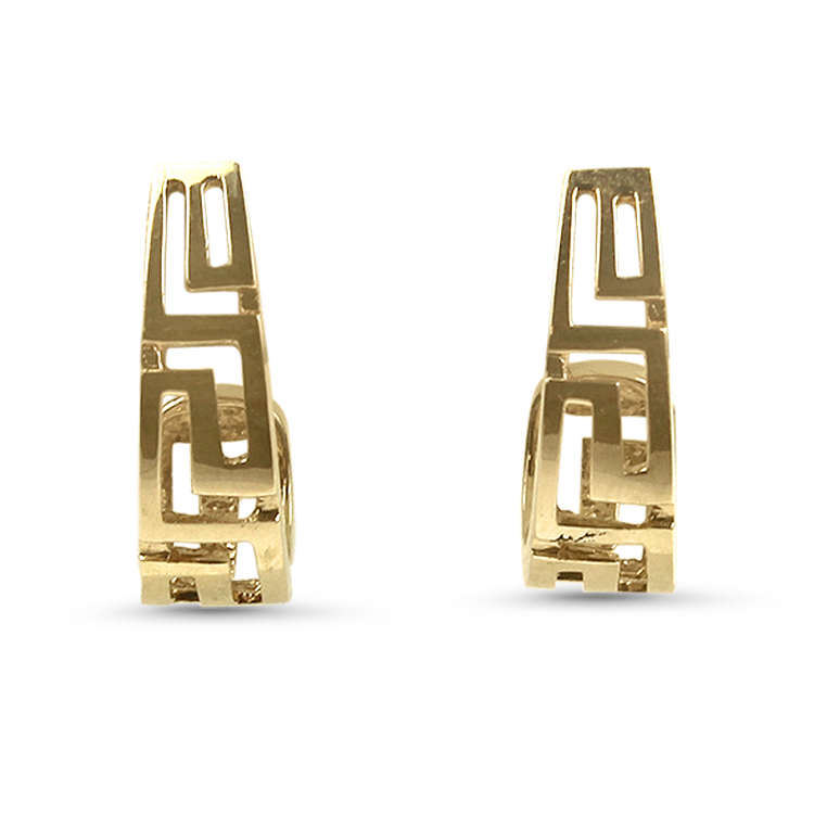 Greek key earrings yellow gold clearance