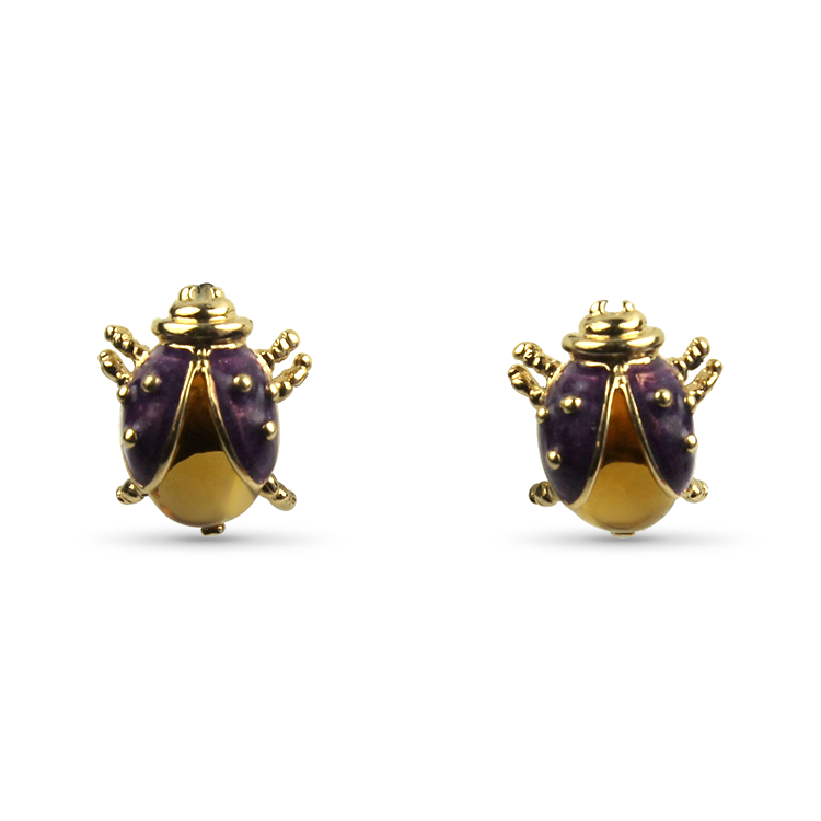 14k Yellow Gold Ladybug Post Earrings 14k Yellow Gold Ladybug Post Earrings