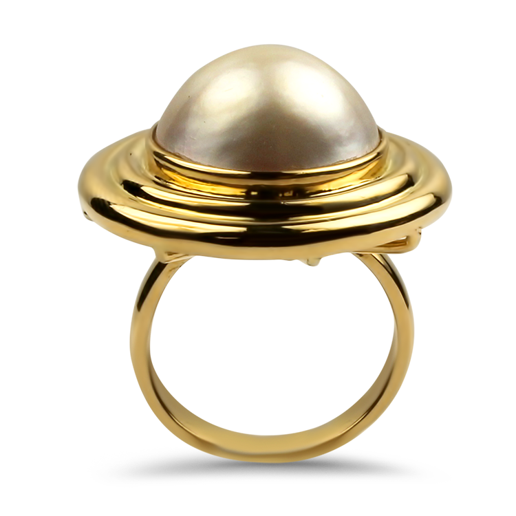 PAGE Estate Ring Estate 14k Yellow Gold Mabe Pearl Ring 5.5