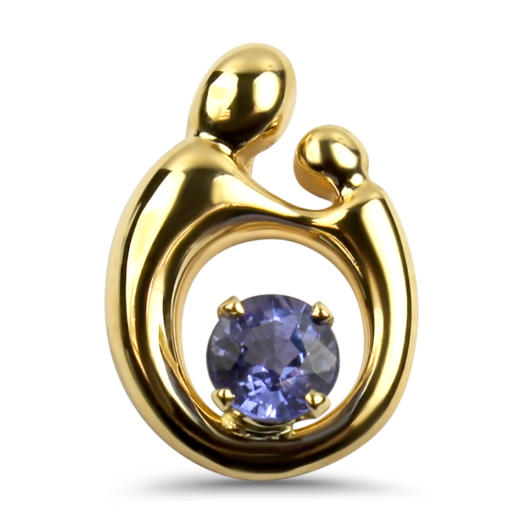 PAGE Estate Necklaces and Pendants Estate 14k Yellow Gold Mother and Child Tanzanite Pendant