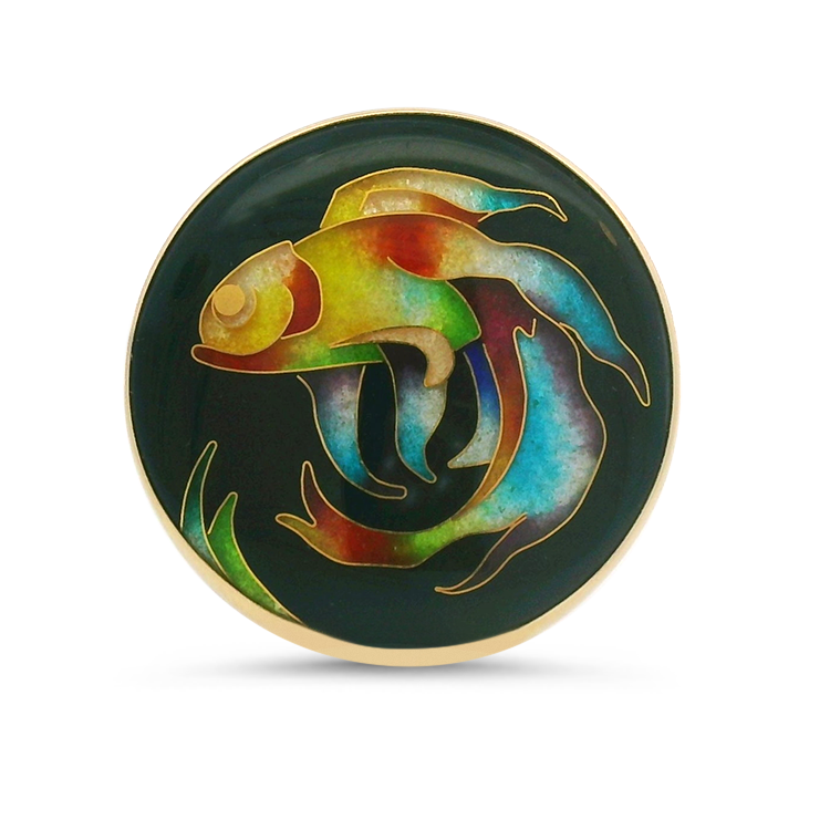 PAGE Estate Charm Estate 14k Yellow Gold Multi-Colored Cloisonné Enamel Fish Pendant