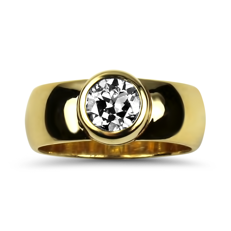 PAGE Estate Engagement Ring Estate 14k Yellow Gold Old European Cut Diamond Ring 7.75