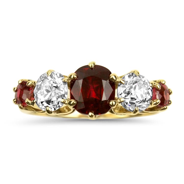 Estate 14K Yellow Gold Ruby and Diamond Ring Springer's