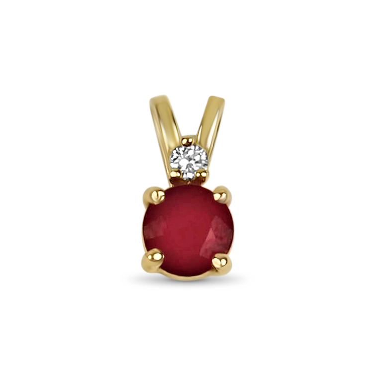 PAGE Estate Necklaces and Pendants Estate 14k Yellow Gold Ruby & Diamond Pendant Necklace