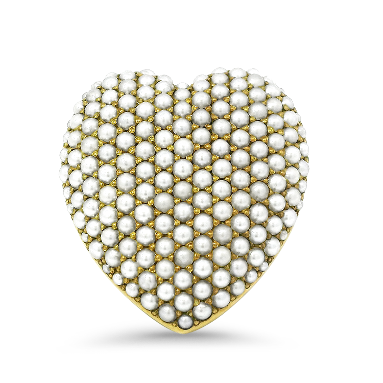 PAGE Estate Pins & Brooches Estate 14k Yellow Gold Seed Pearl Heart Pendant