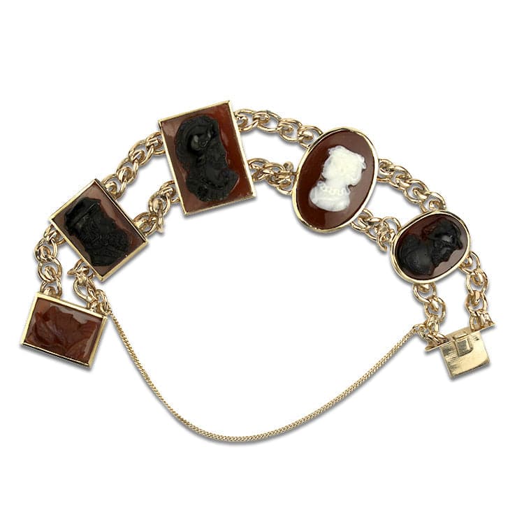 PAGE Estate Bracelet Estate 14K Yellow Gold Stone Cameo Bracelet