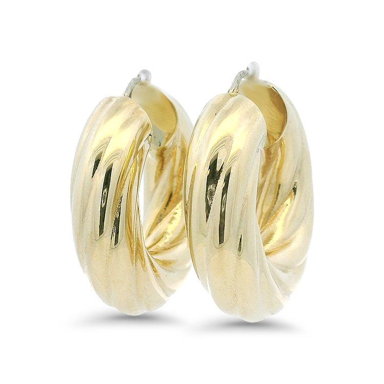 PAGE Estate Earrings Estate 14k Yellow Gold Twist Hoop Earrings