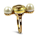 PAGE Estate Ring Estate 14K Yellow Gold Yellow Sapphire & Pearl Ring 7