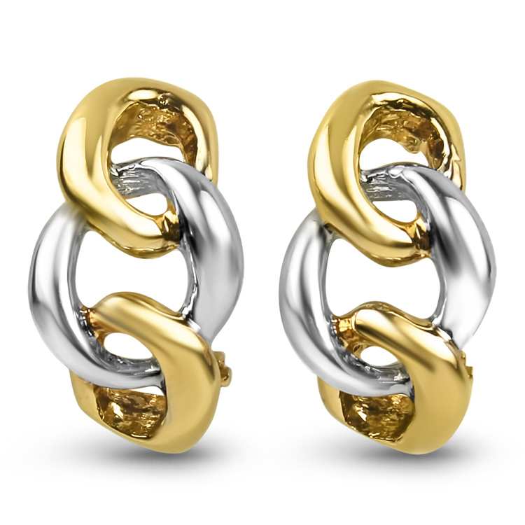 Estate 14k Yellow & White Gold Chain Link Earrings