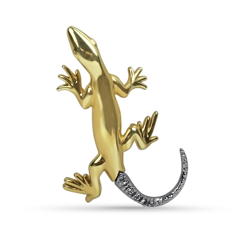 PAGE Estate Pins & Brooches Estate 14K Yellow & White Gold Diamond Lizard Brooch