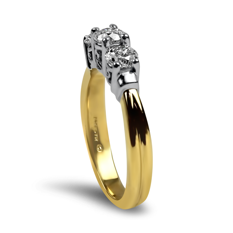 PAGE Estate Ring Estate 14k Yellow & White Gold Three-Stone Diamond Engagement Ring 7