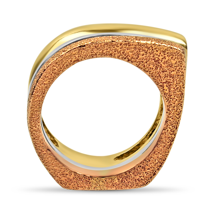 Estate 14K Yellow, White, & Rose Gold Modern Geometric Ring