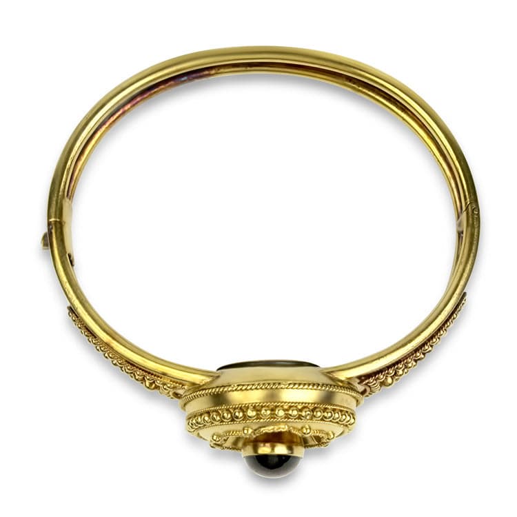 PAGE Estate Bracelet Estate 15K Yellow Gold Amethyst Cabochon Bracelet
