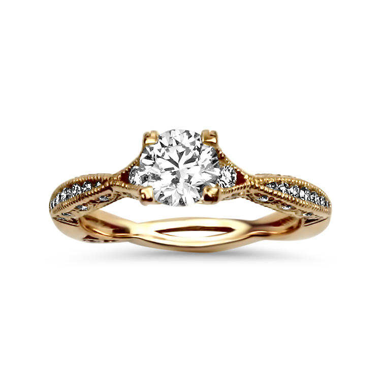 PAGE Estate Engagement Ring Estate 18k Rose Gold Diamond Engagement Ring 6.75