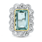 PAGE Estate Ring Estate 18k Two-Tone Aquamarine and Diamond Ring 6.5