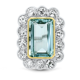 PAGE Estate Ring Estate 18k Two-Tone Aquamarine and Diamond Ring 6.5