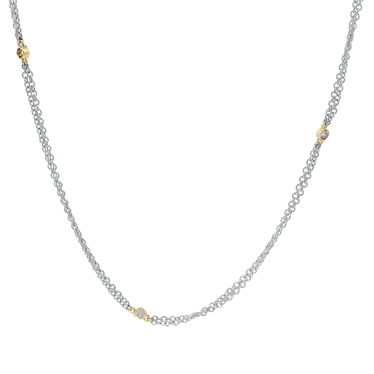PAGE Estate Necklaces and Pendants Estate 18k Two-Tone Gold Diamond Chain Necklace
