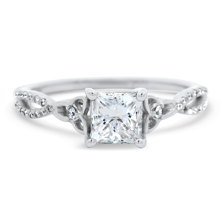 PAGE Estate Engagement Ring Estate 18k White Gold Celtic-Inspired Princess Cut Diamond Engagement Ring 10