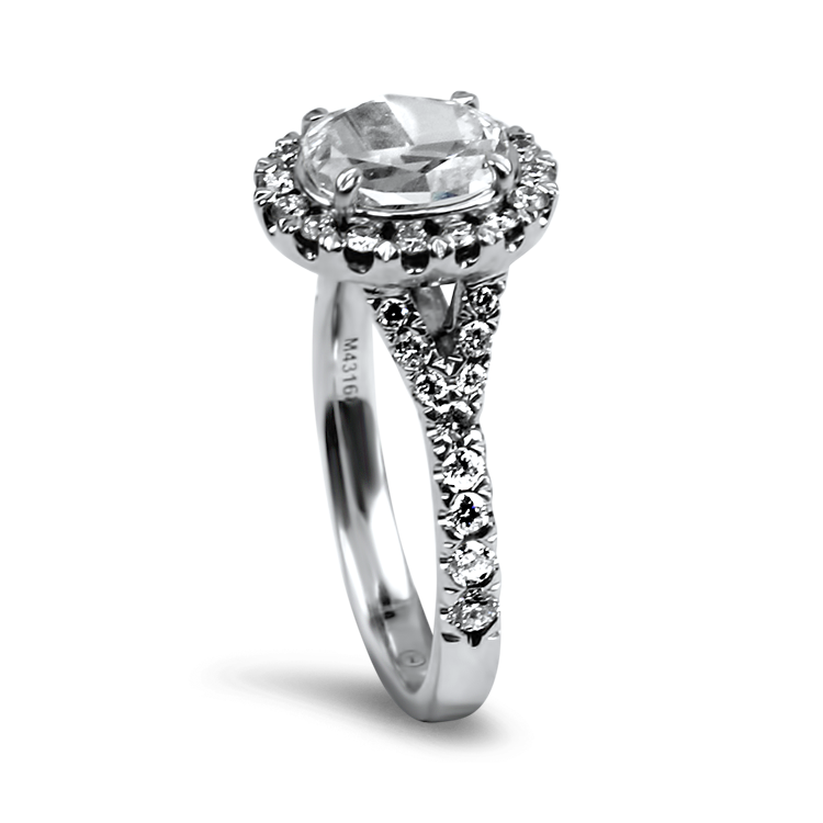 PAGE Estate Engagement Ring Estate 18k White Gold Christopher Designs L'amour Oval Halo Diamond Engagement Ring 4.75