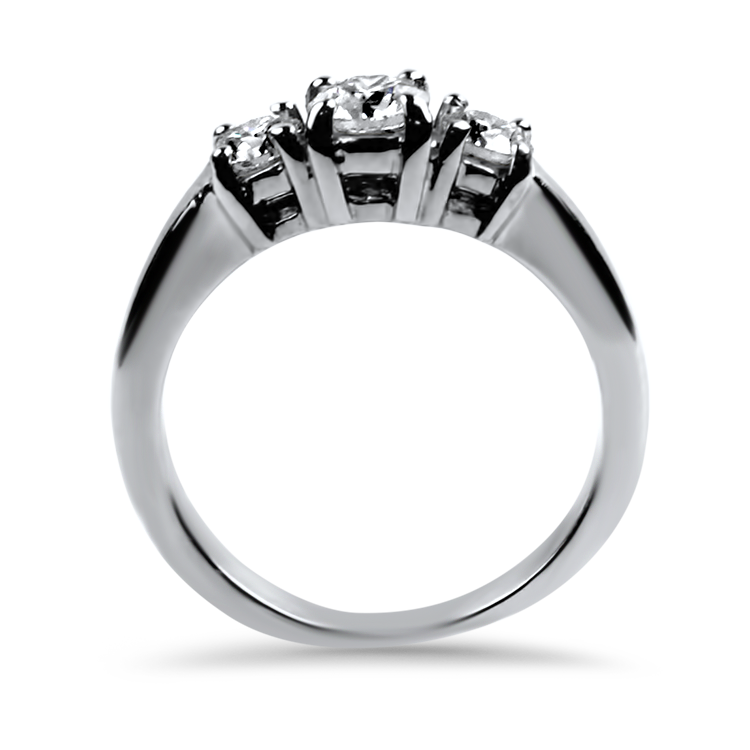 Estate 18K White Gold Hearts On Fire ThreeStone Diamond Engagement Ri