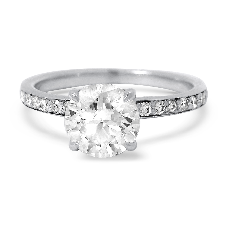 PAGE Estate Engagement Ring Estate 18k White Gold Ideal Cut Diamond Engagement Ring  - 1.01ct 4.5
