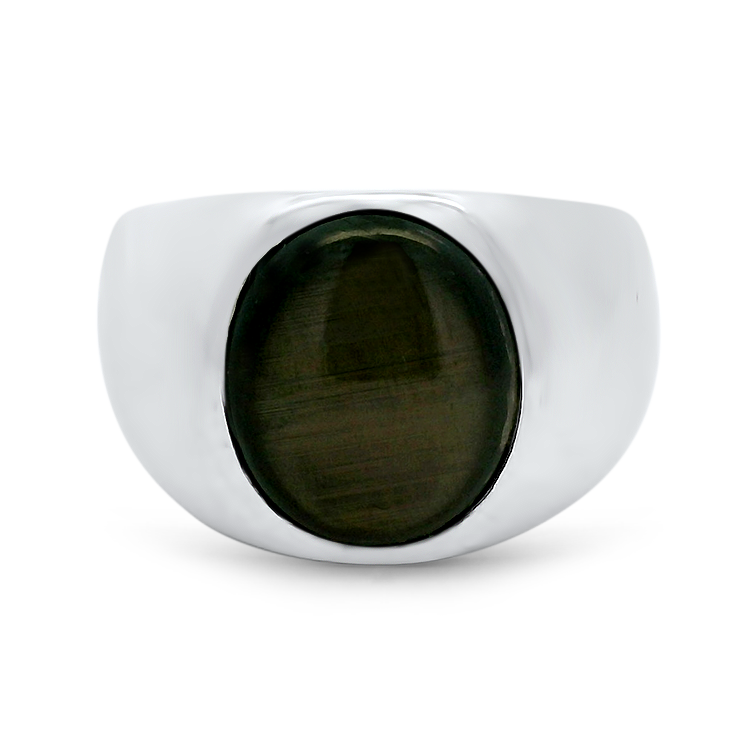 PAGE Estate Ring Estate 18k White Gold Men's Black Star Sapphire Ring 11.5