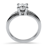 PAGE Estate Engagement Ring Estate 18k White Gold Princess Cut .71ct Solitaire Diamond Ring with Scroll Band 4.75