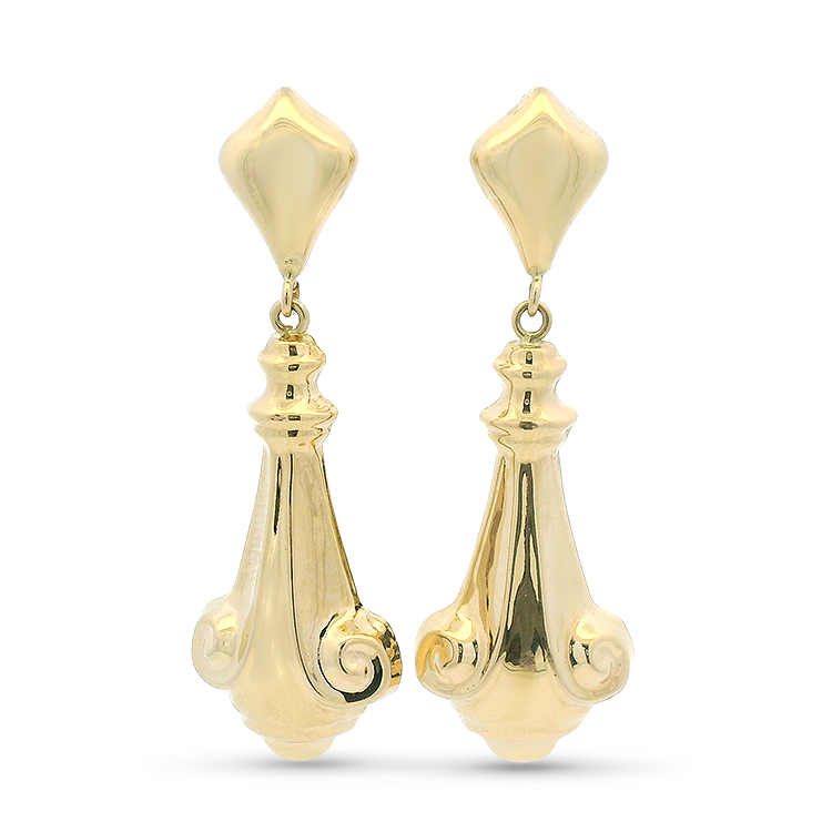 PAGE Estate Earring Estate 18k Yellow Gold Architectural Dangle Earrings