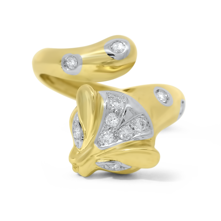 PAGE Estate Engagement Ring Estate 18k Yellow Gold Bypass Fox Ring
