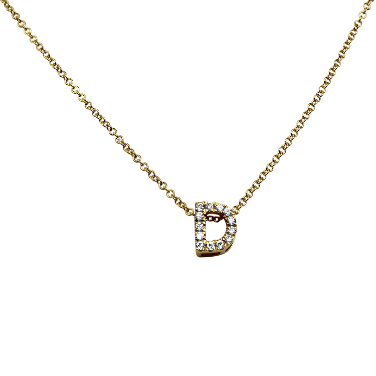 PAGE Estate Necklaces and Pendants Estate 18K Yellow Gold "D" Diamond Necklace