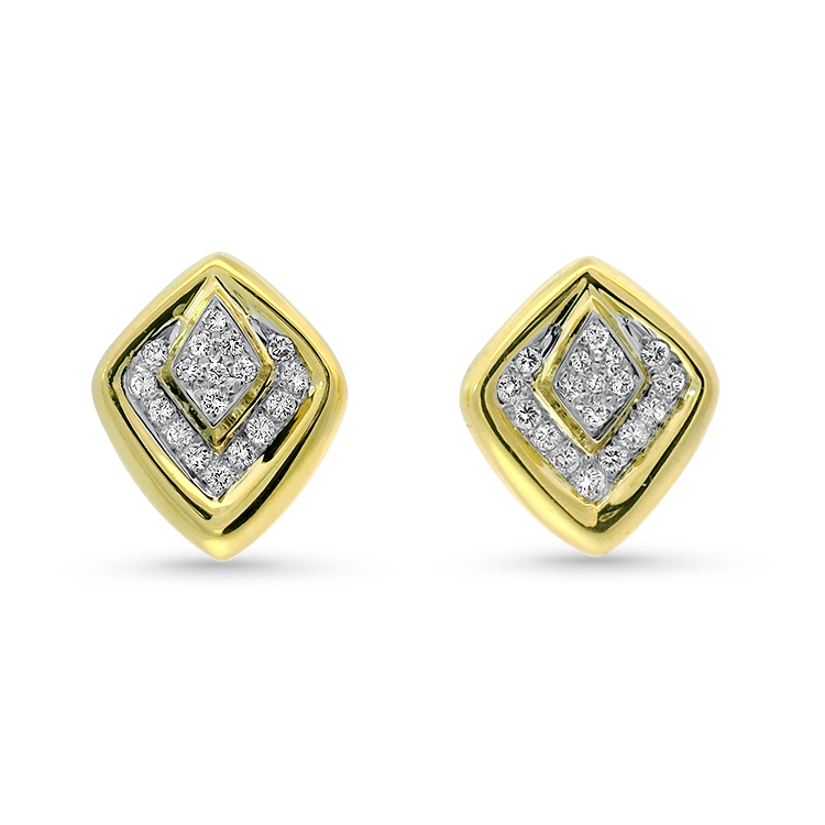PAGE Estate Earring Estate 18k Yellow Gold Diamond Kite-Shaped Stud Earrings