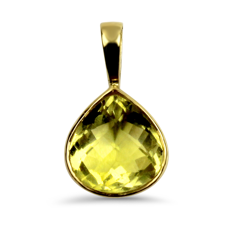 PAGE Estate Necklaces and Pendants Estate 18k Yellow Gold Green Citrine Pendant