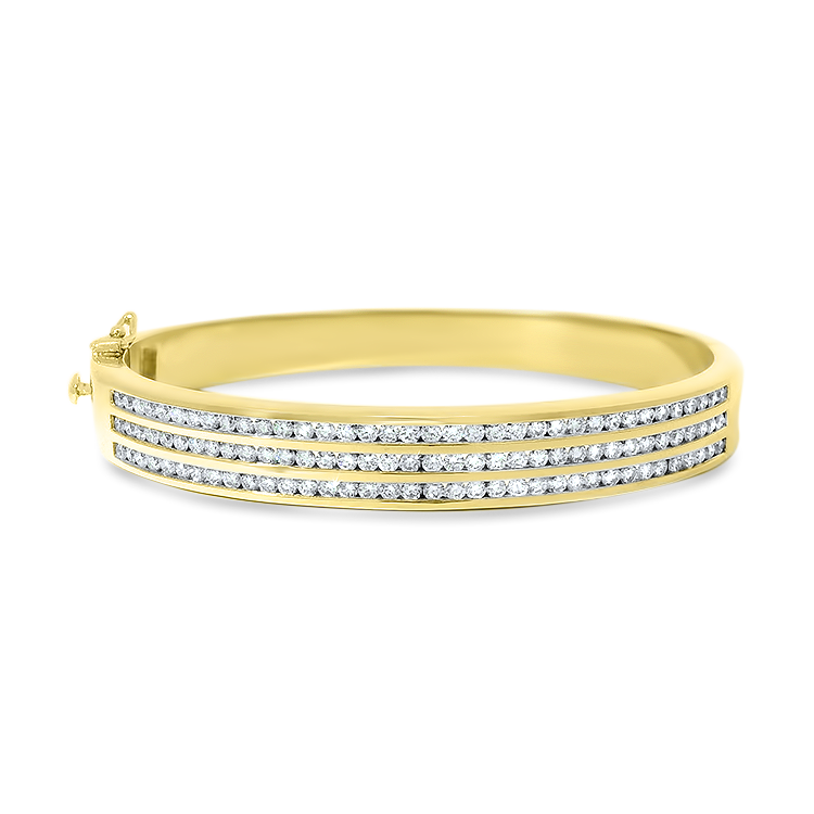 PAGE Estate Bracelet Estate 18k Yellow Gold High Polish Hinged Diamond Bangle Bracelet