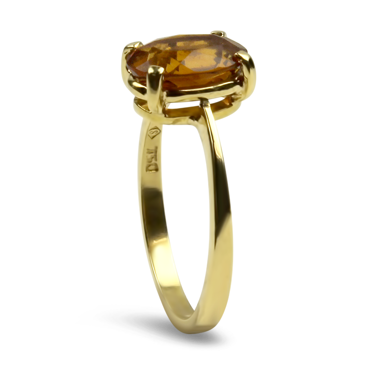 PAGE Estate Ring Estate 18K Yellow Gold Oval Citrine Ring 7