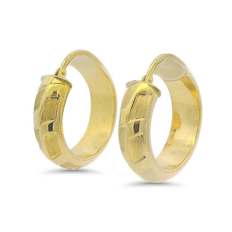 PAGE Estate Earrings Estate 18k Yellow Gold Patterned Hoop Earrings