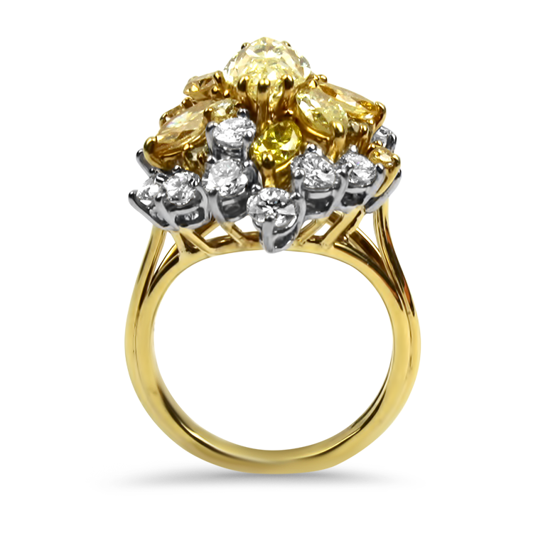 PAGE Estate Ring Estate 18K Yellow Gold & Platinum Diamond Cluster Ring 7.75