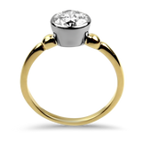 PAGE Estate Engagement Ring Estate 18k Yellow Gold & Platinum Solitaire Diamond Engagement Ring 6.75