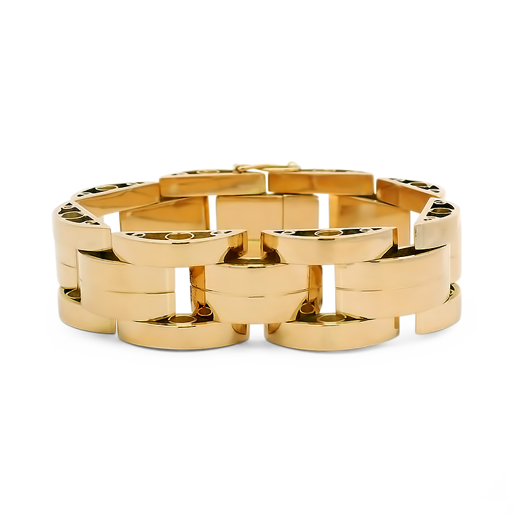PAGE Estate Bracelet Estate 18k Yellow Gold Retro Tank Track Link Bracelet