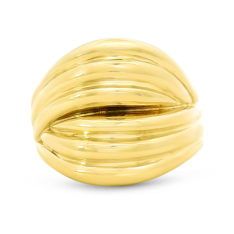 PAGE Estate Wedding Band Estate 18k Yellow Gold Ribbed Crossover Ring 8.5