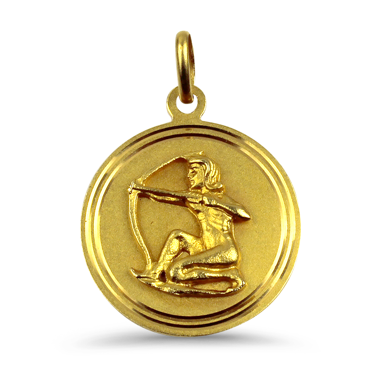 Gold sagittarius 2025 zodiac pendant